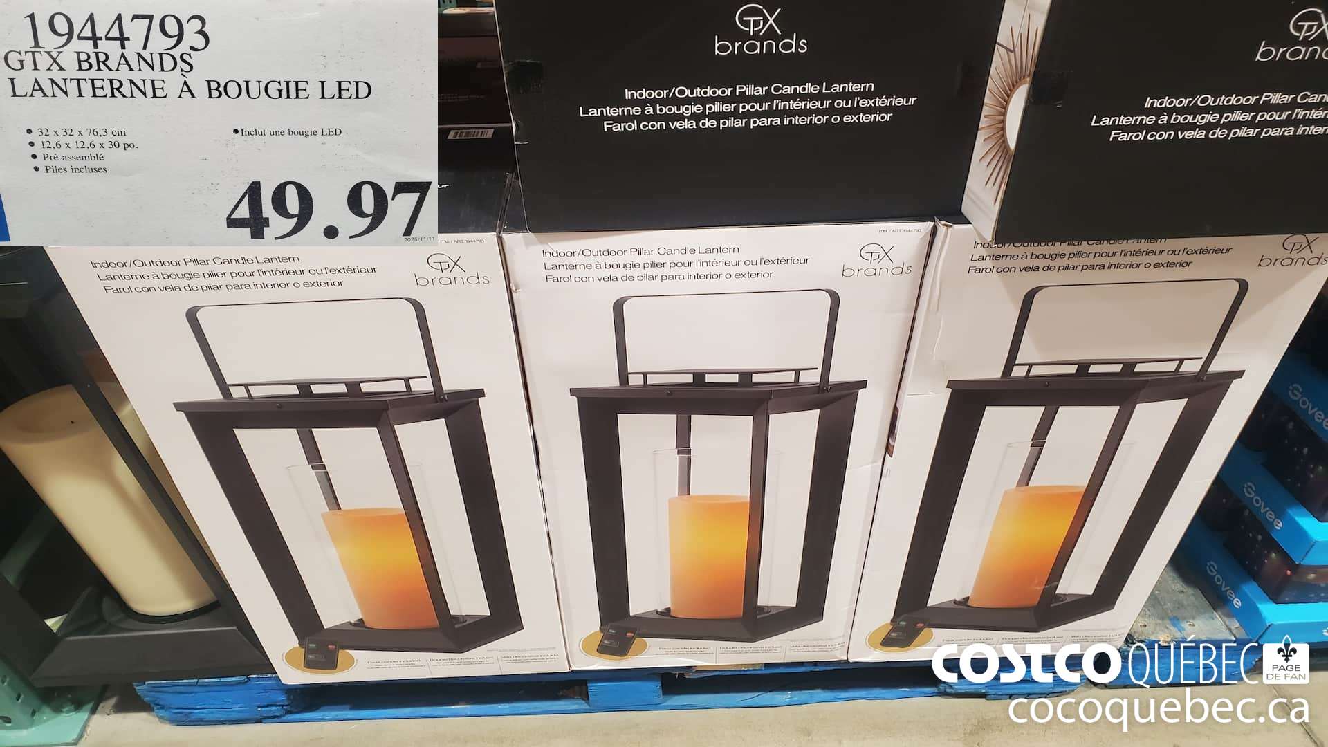 1944793 GTX BRANDS LTD LANTERNE AVEC BOUGIE LED  $49.97