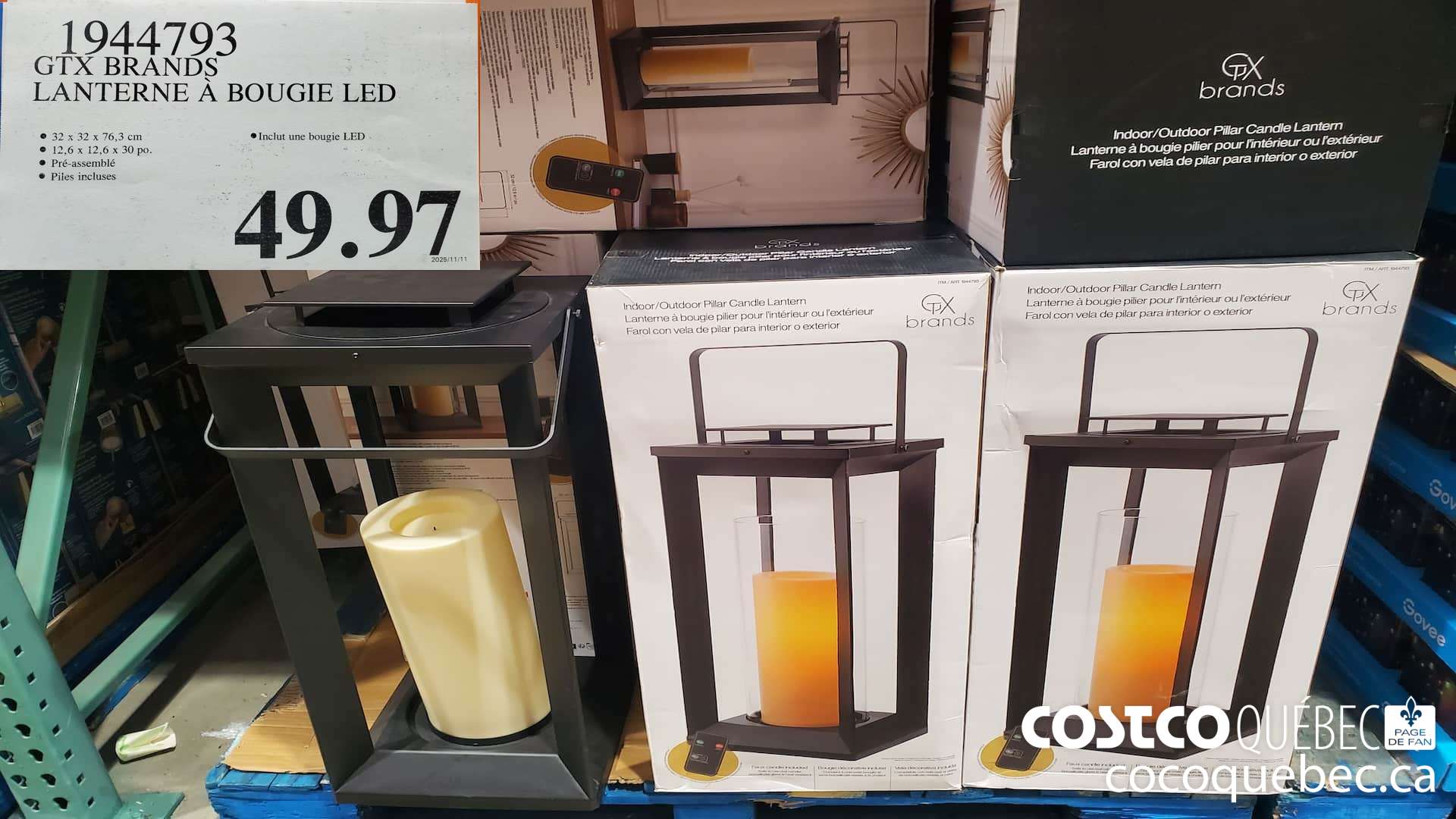 1944793 GTX BRANDS LTD LANTERNE AVEC BOUGIE LED  $49.97