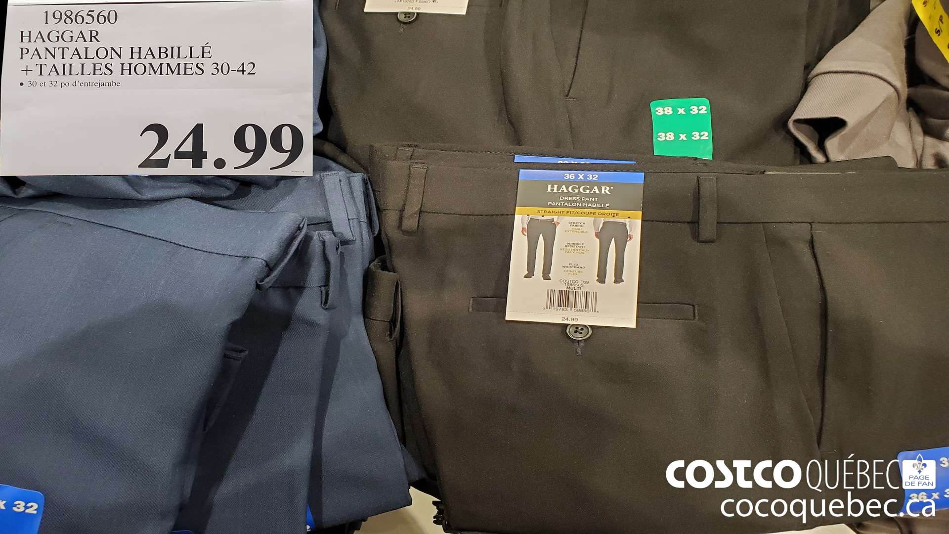 1986560 HAGGAR PANTALON HABILLE +TAILLES HOMMES 30-42  $24.99