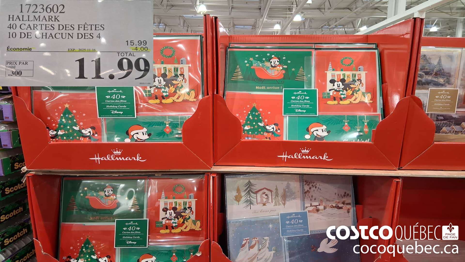 1723602 HALLMARK 40 CARTES DES FETES 10 DE CHACUN DES 4  ($4.00 INSTANT SAVINGS EXPIRES ON 2025-11-16) $11.99