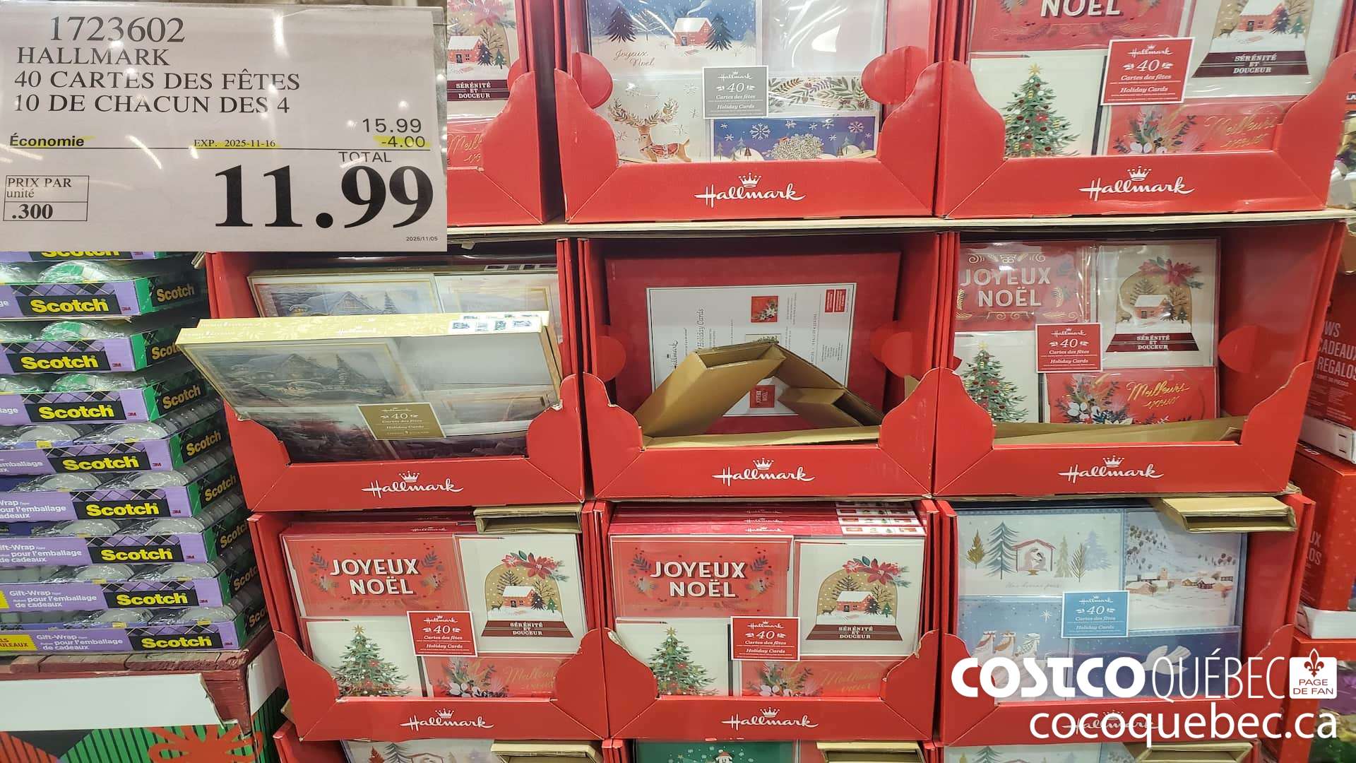 1723602 HALLMARK 40 CARTES DES FETES 10 DE CHACUN DES 4  ($4.00 INSTANT SAVINGS EXPIRES ON 2025-11-16) $11.99