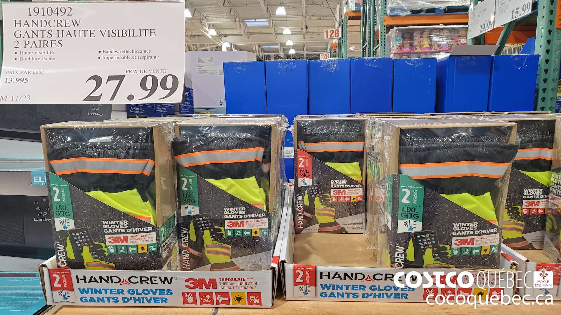 1910492 HANDCREW GANTS HAUTE VISIBILITE 2 PAIRES $27.99