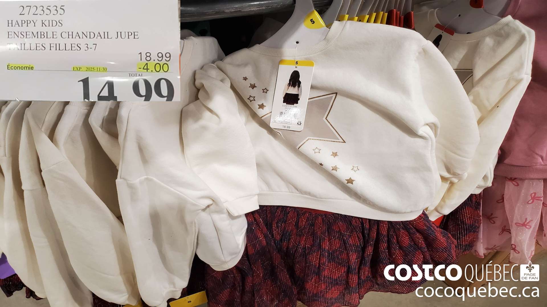 2723535 HAPPY KIDS ENSEMBLE CHANDAIL JUPE FLLES FILLES 3-7 ($4.00 INSTANT SAVINGS EXPIRES ON 2025-11-30) $14.99