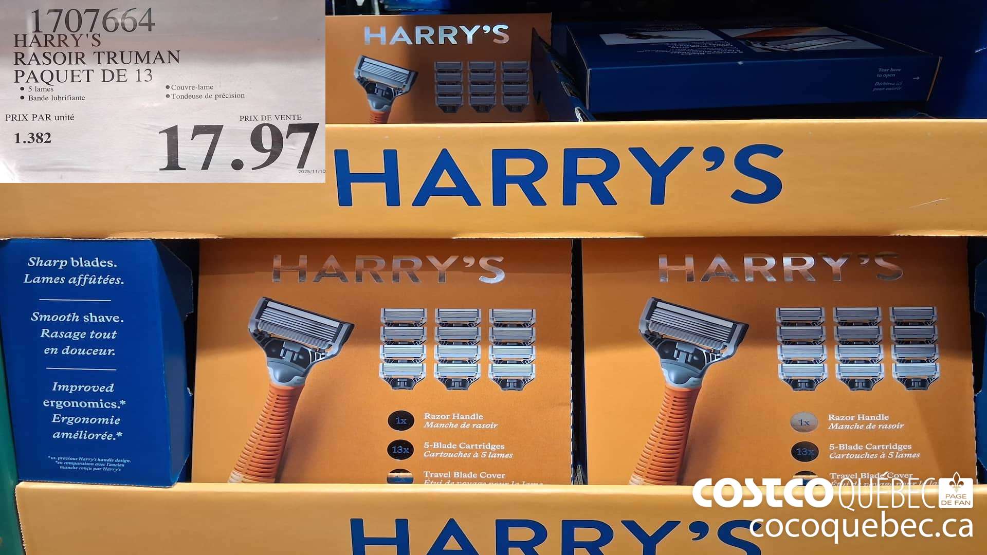 1707664 HARRY'S RASOIR TRUMAN PAQUET DE 13  $17.97