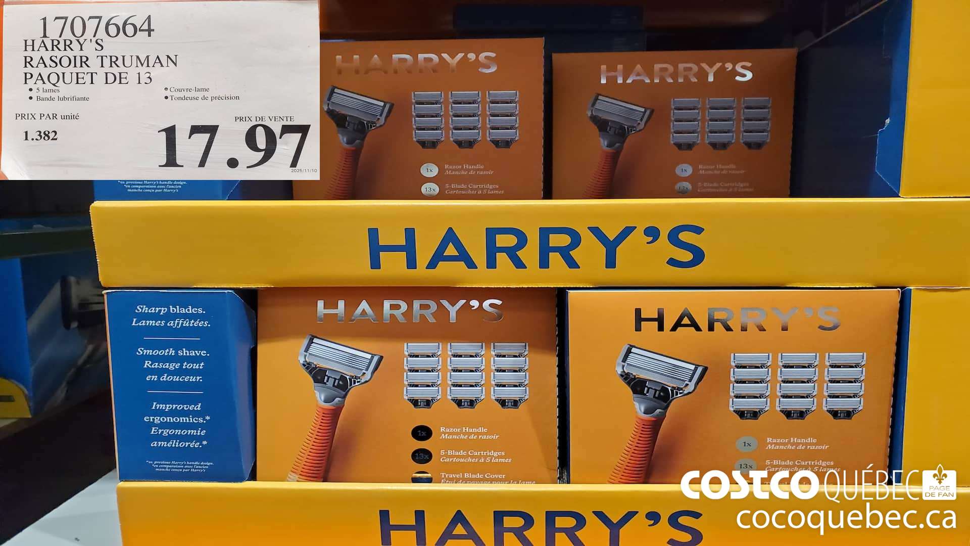 1707664 HARRY'S RASOIR TRUMAN PAQUET DE 13  $17.97