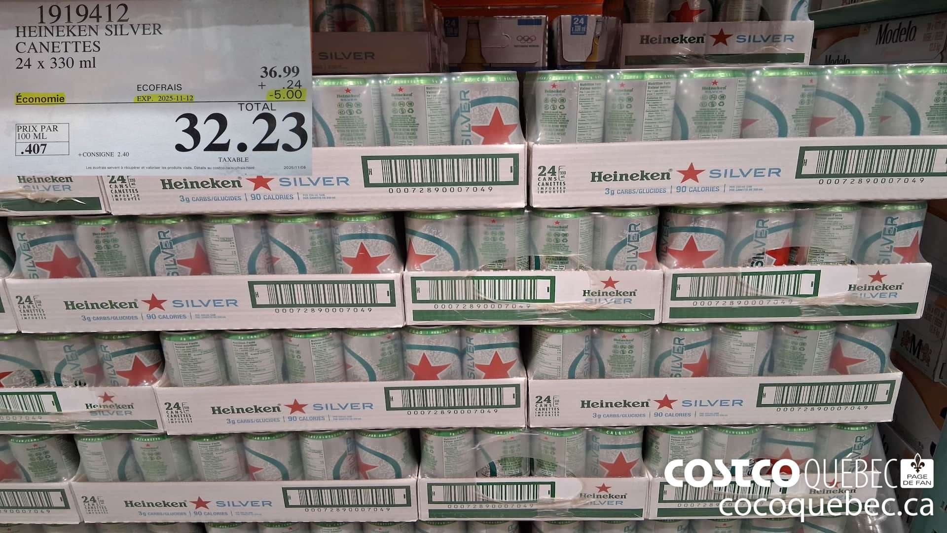 1919412 HEINEKEN SILVER CANETTES 24 X 355ML ($5.00 INSTANT SAVINGS EXPIRES ON 2025-11-12) $32.23
