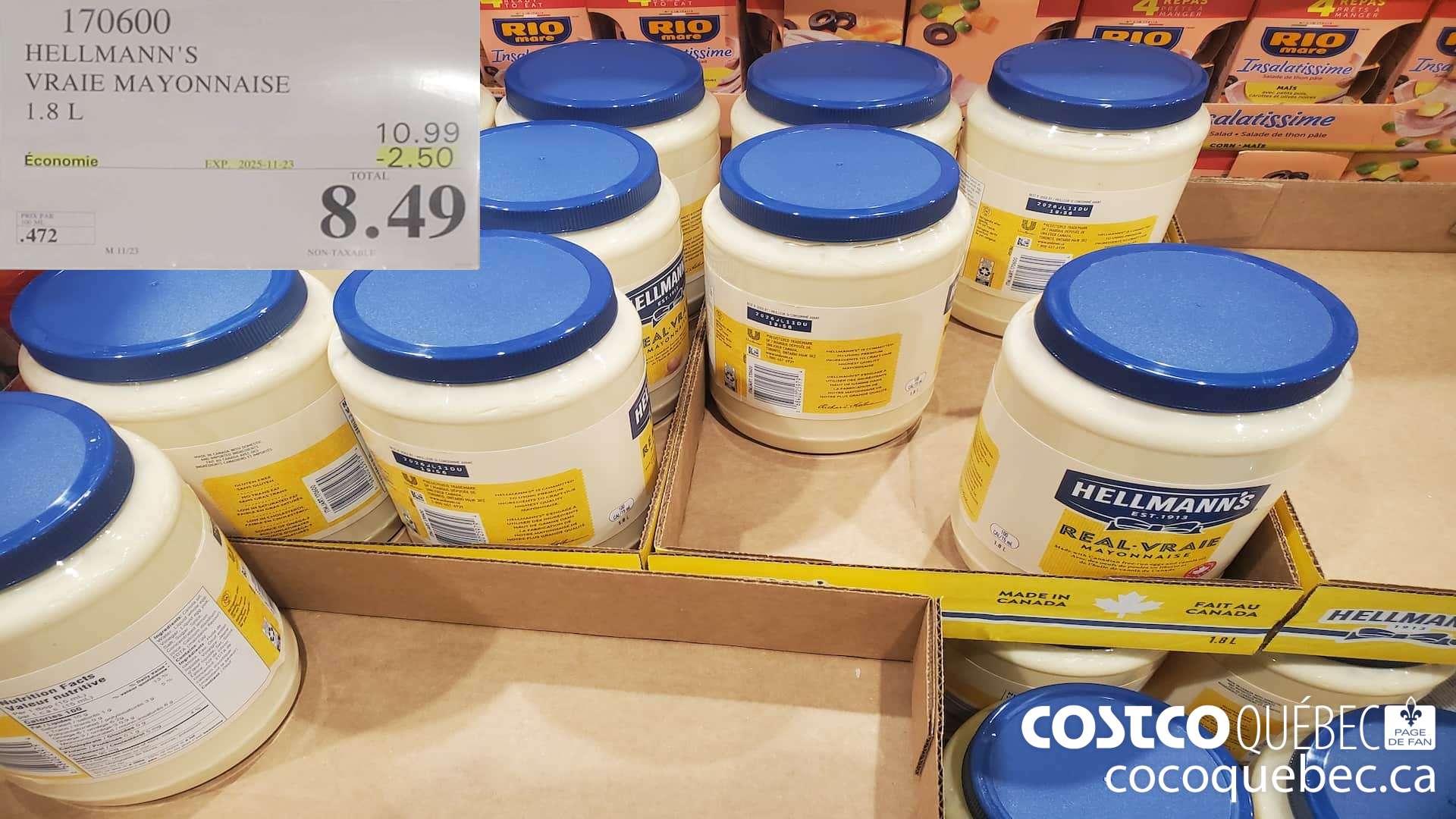 170600 HELLMANN'S VRAIE MAYONNAISE  ($2.50 INSTANT SAVINGS EXPIRES ON 2025-11-23) $8.49