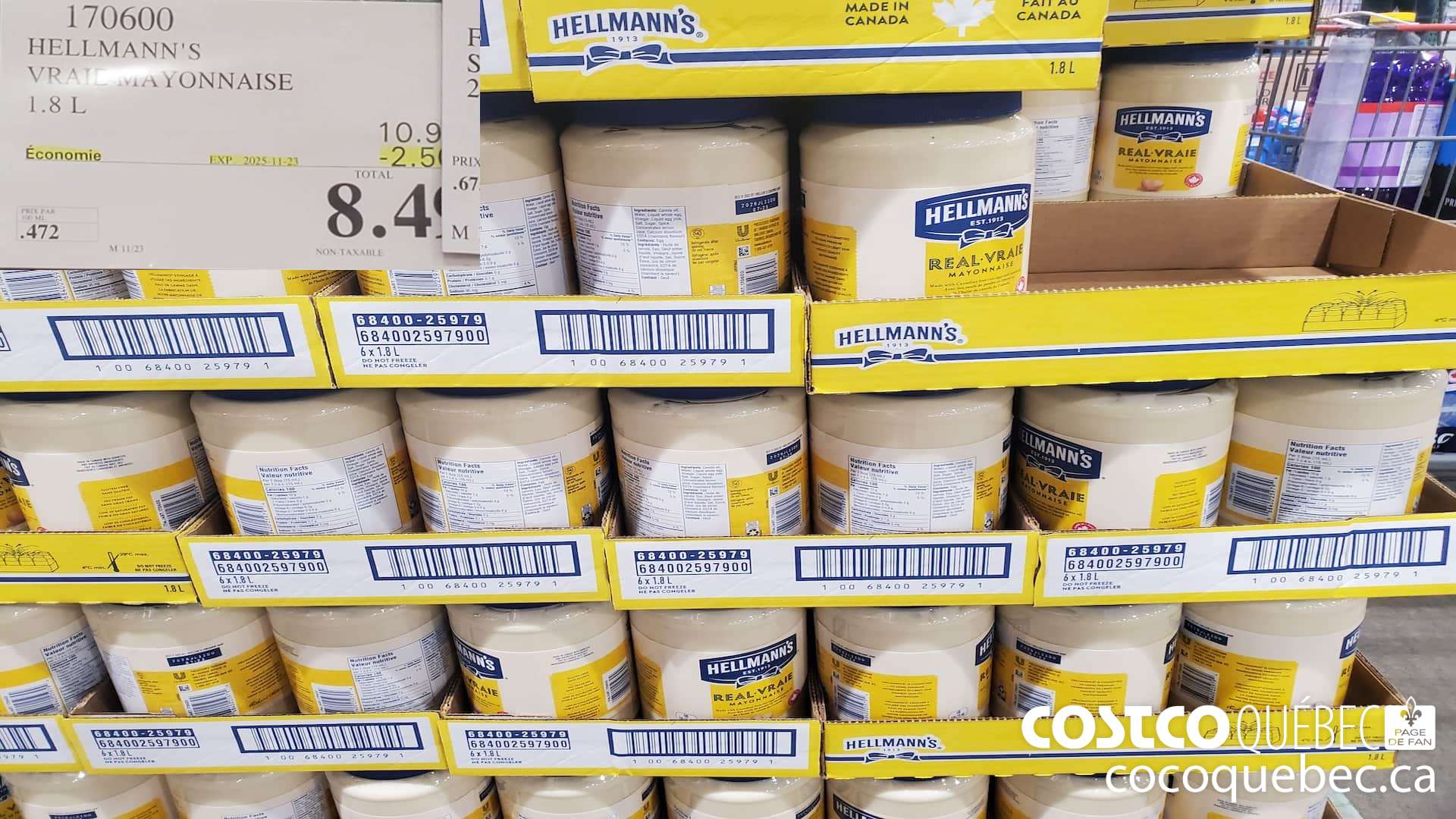 170600 HELLMANN'S VRAIE MAYONNAISE  ($2.50 INSTANT SAVINGS EXPIRES ON 2025-11-23) $8.49