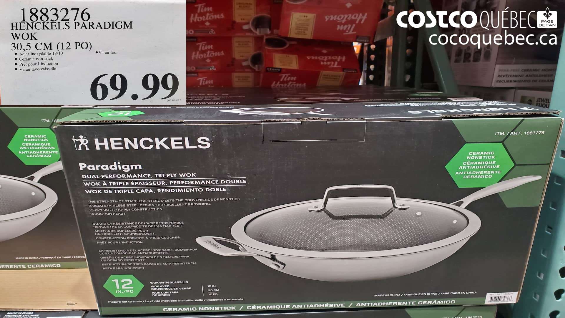1883276 HENCKELS PARADIGM WOK 30.5 CM (12 PO) $69.99
