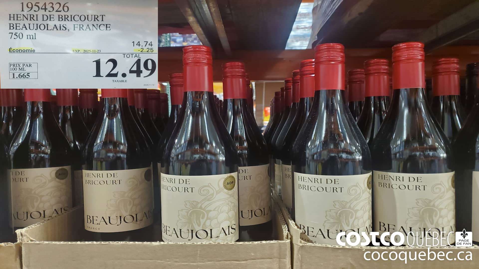 1954326 HENRI DE BRICOURT BEAUJOLAIS, FRANCE 750ML ($2.25 INSTANT SAVINGS EXPIRES ON 2025-11-23) $12.49