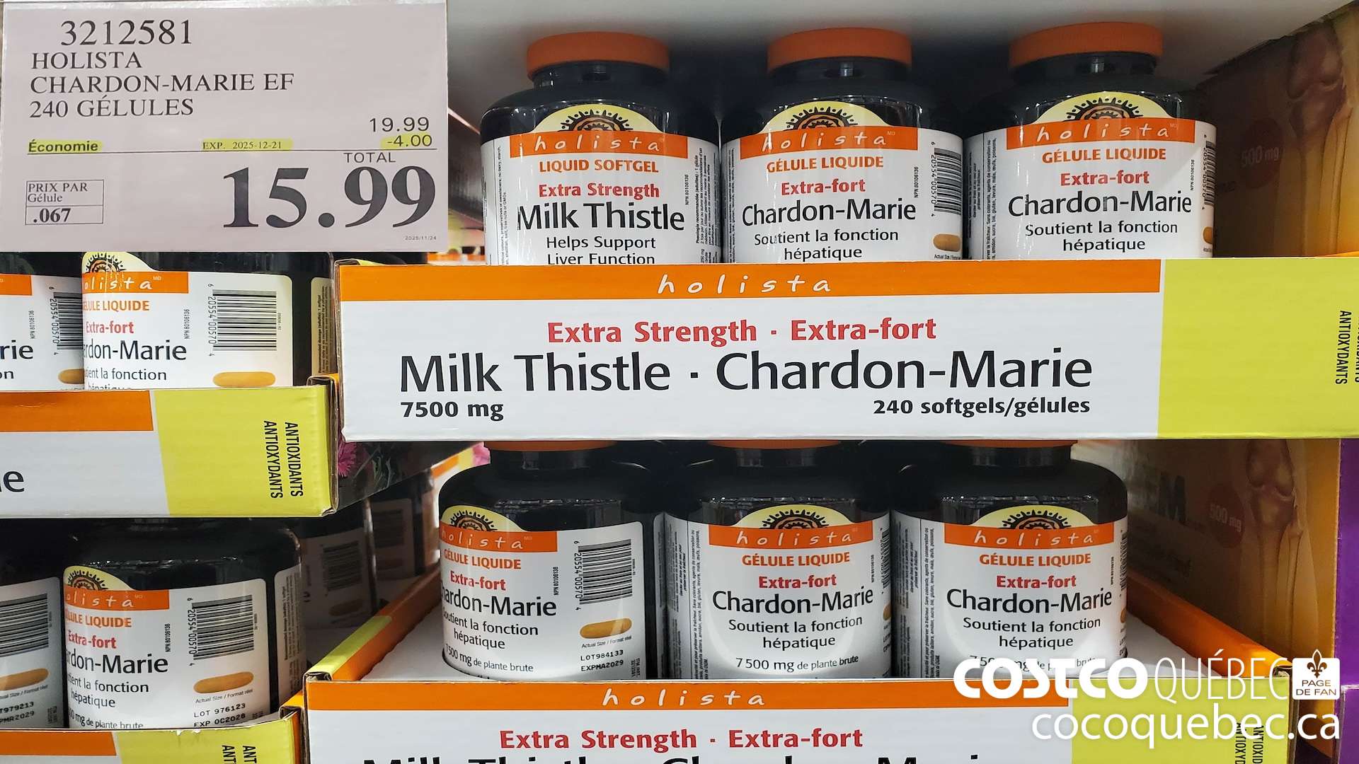 3212581 HOLISTA CHARDON MARIE 250MG EF 240 gelules ($4.00 INSTANT SAVINGS EXPIRES ON 2025-12-21) $15.99