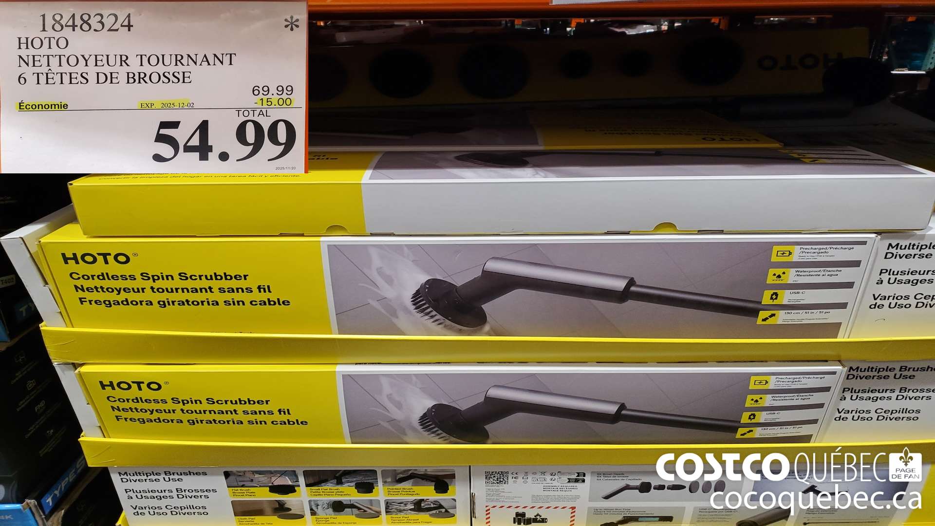 1848324 HOTO NETTOYEUR TOURNANT 6 TETES DE BROSSE  ($15.00 INSTANT SAVINGS EXPIRES ON 2025-12-02) $54.99