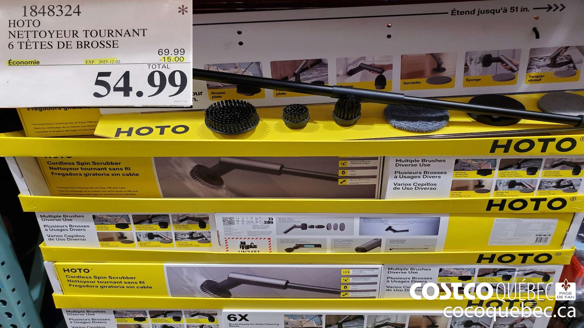 1848324 HOTO NETTOYEUR TOURNANT 6 TETES DE BROSSE  ($15.00 INSTANT SAVINGS EXPIRES ON 2025-12-02) $54.99