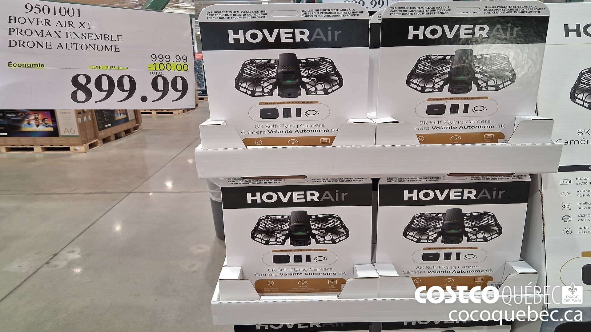 9501001 HOVER AIR X1 PROMAX ENSEMBLE DRONE AUTONOME ($100.00 INSTANT SAVINGS EXPIRES ON 2025-11-19) $899.99