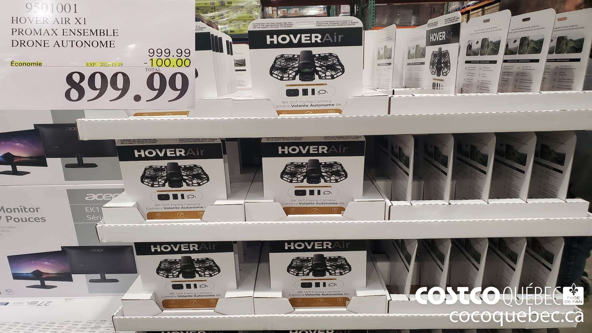 9501001 HOVER AIR X1 PROMAX ENSEMBLE DRONE AUTONOME ($100.00 INSTANT SAVINGS EXPIRES ON 2025-11-19) $899.99