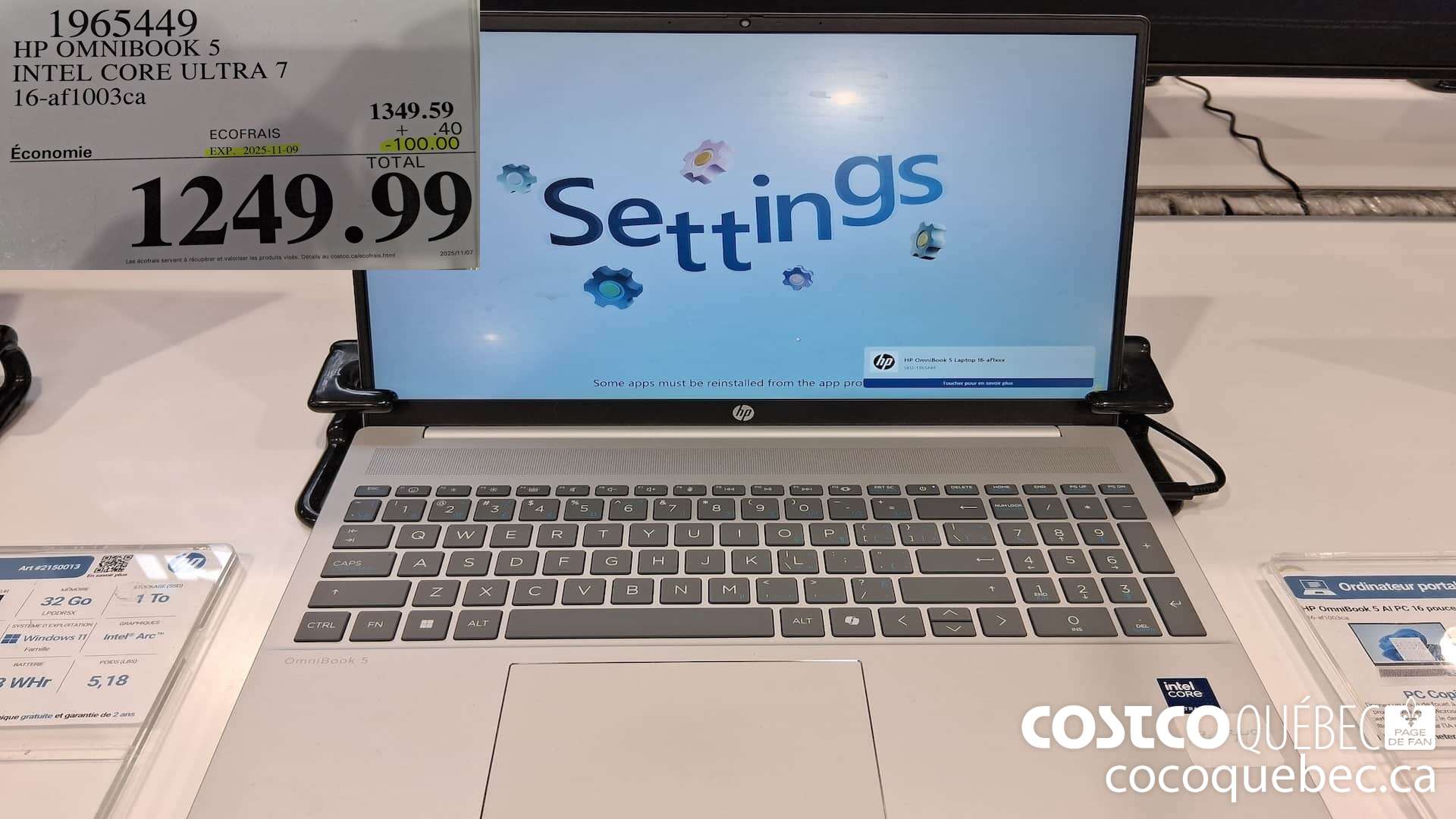 1965449 HP OMNIBOOK 5 INTEL CORE ULTRA 7 16-AF1003CA ($100.00 INSTANT SAVINGS EXPIRES ON 2025-11-09) $1249.99