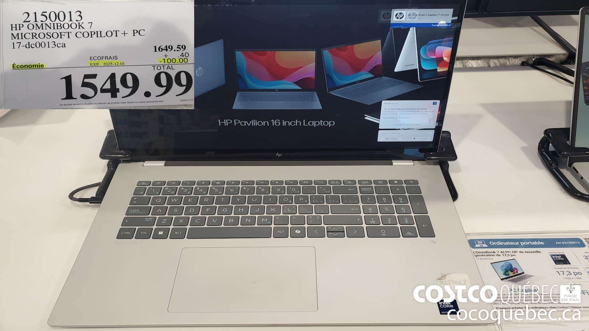 2150013 HP OMNIBOOK 7 MICROSOFT COPILOT+ PC 17-dcOO13ca ($100.00 INSTANT SAVINGS EXPIRES ON 2025-12-01) $1549.99