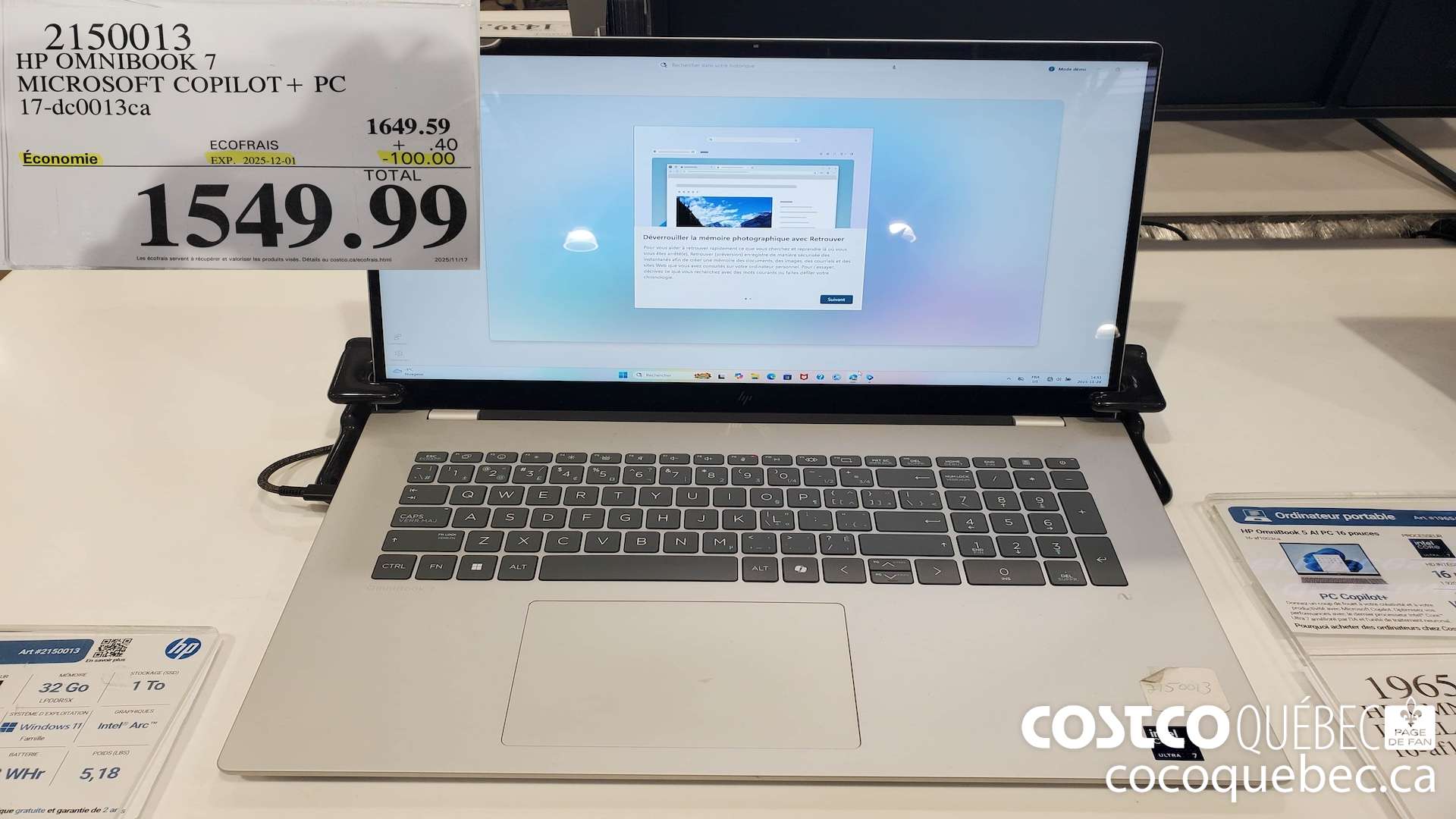 2150013 HP OMNIBOOK 7 MICROSOFT COPILOT+ PC 17-dcOO13ca ($100.00 INSTANT SAVINGS EXPIRES ON 2025-12-01) $1549.99