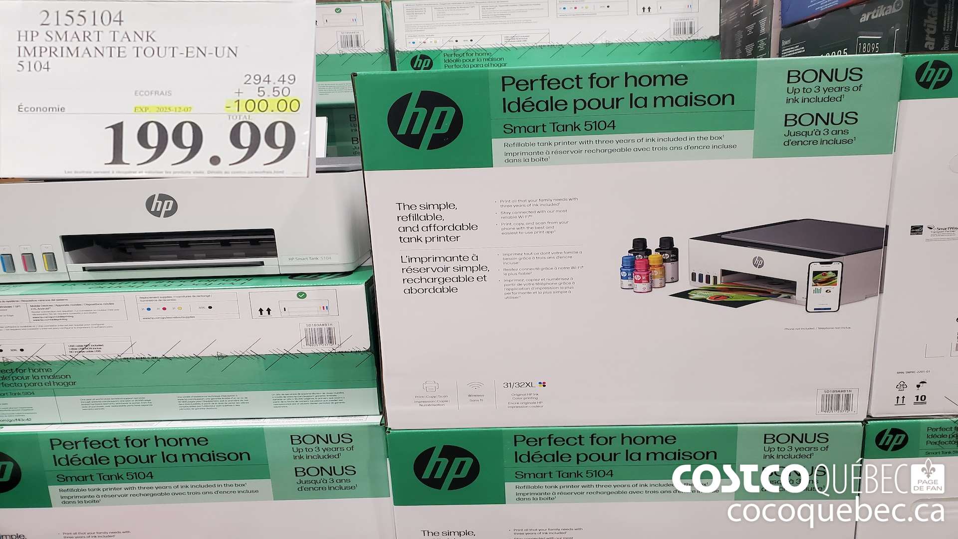 2155104 HP SMART TANK IMPRIMANTE TOUT-EN-UN ($100.00 INSTANT SAVINGS EXPIRES ON 2025-12-07) $199.99