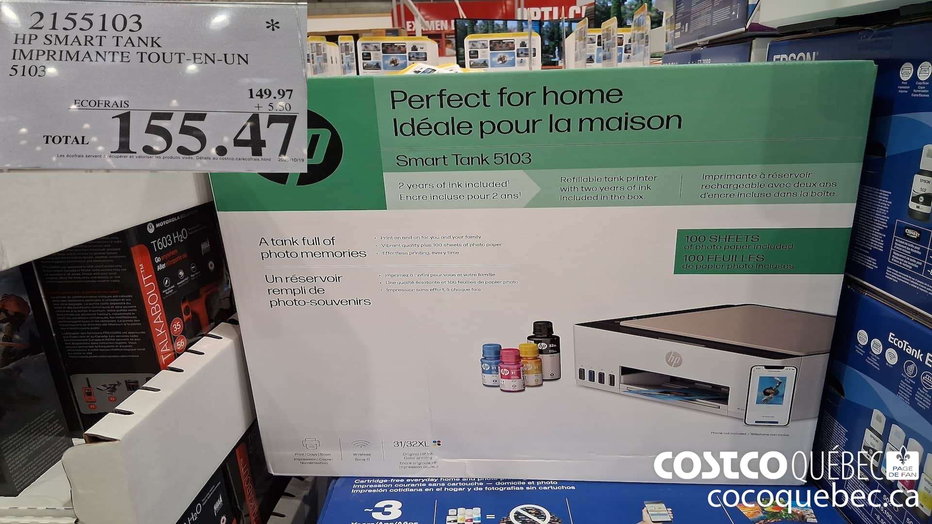 2155103 HP SMART TANK IMPRIMANTE TOUT-EN-UN $155.47