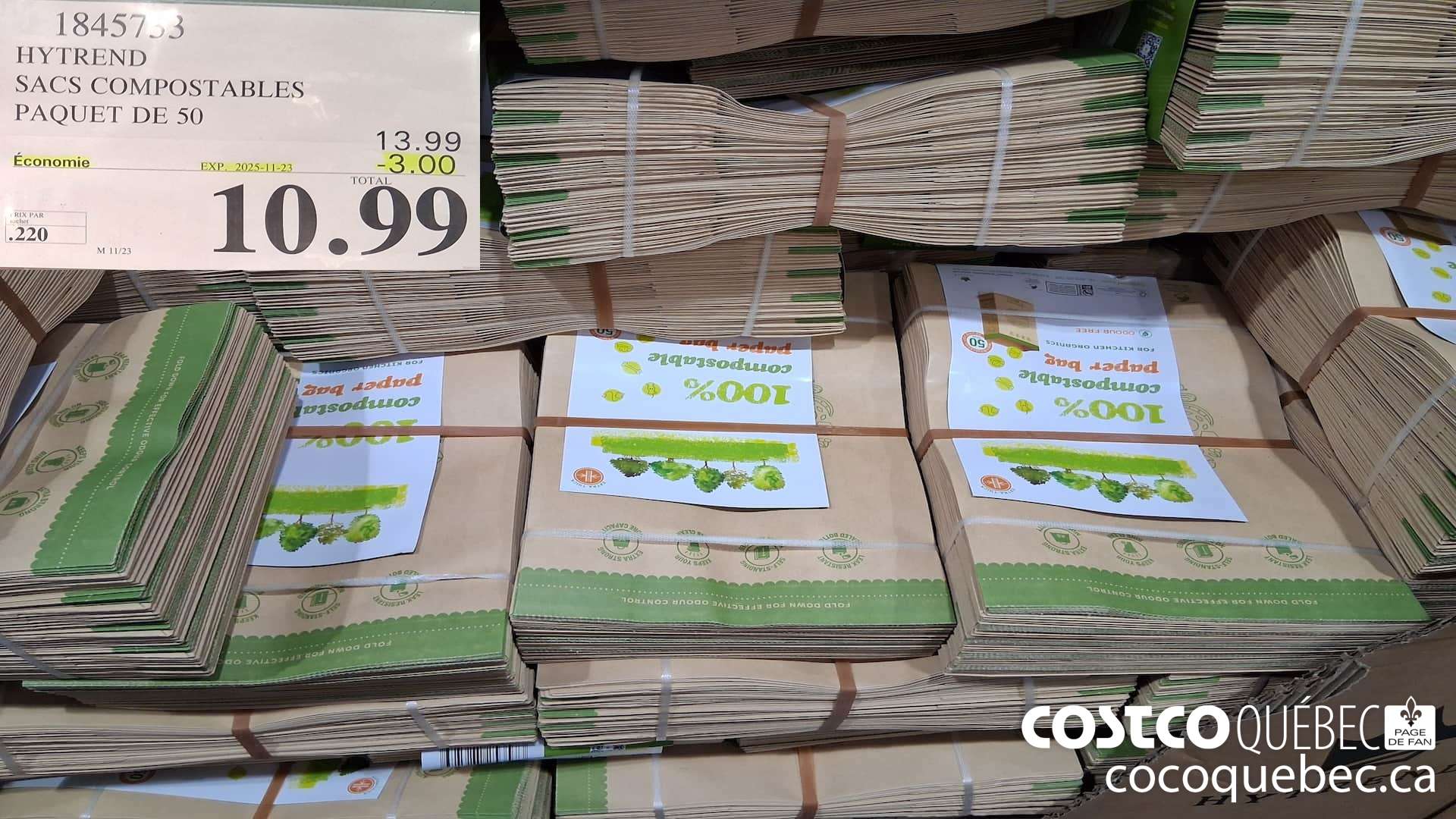 1845753 HYTREND SACS COMPOSTABLES PAQUET DE 50 ($3.00 INSTANT SAVINGS EXPIRES ON 2025-11-23) $10.99