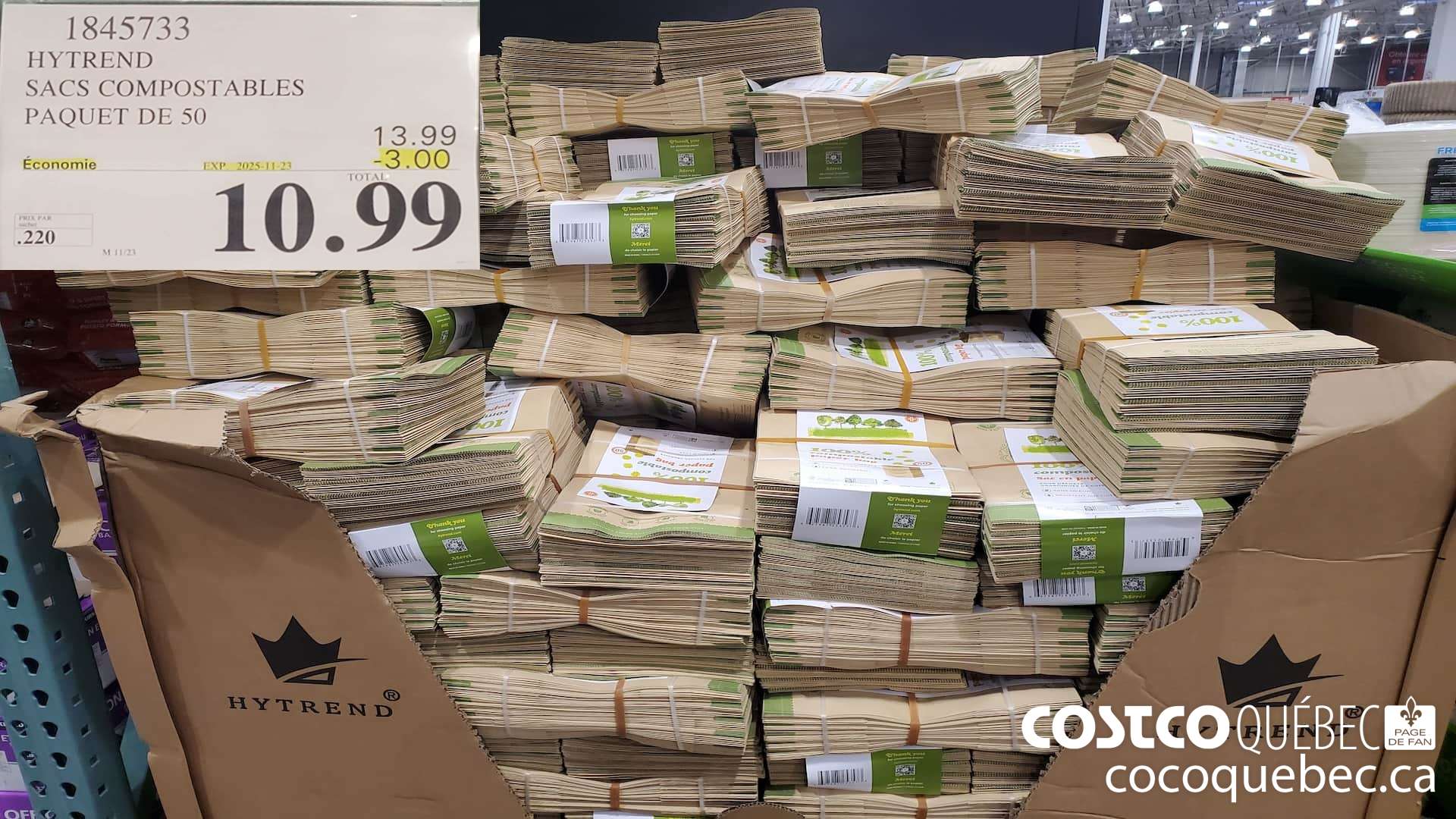 1845733 HYTREND SACS COMPOSTABLES PAQUET DE 50 ($3.00 INSTANT SAVINGS EXPIRES ON 2025-11-23) $10.99
