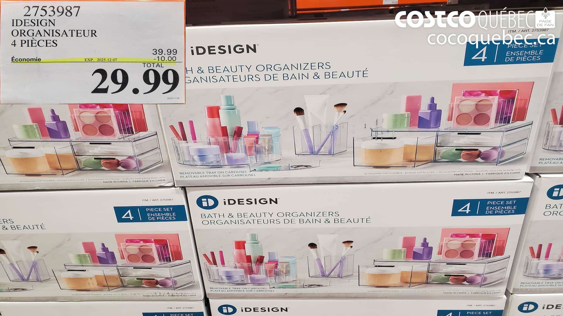 2753987 IDESIGN ORGANISATEUR 4 PIECES (EXPIRES ON 2025-12-07) $29.99