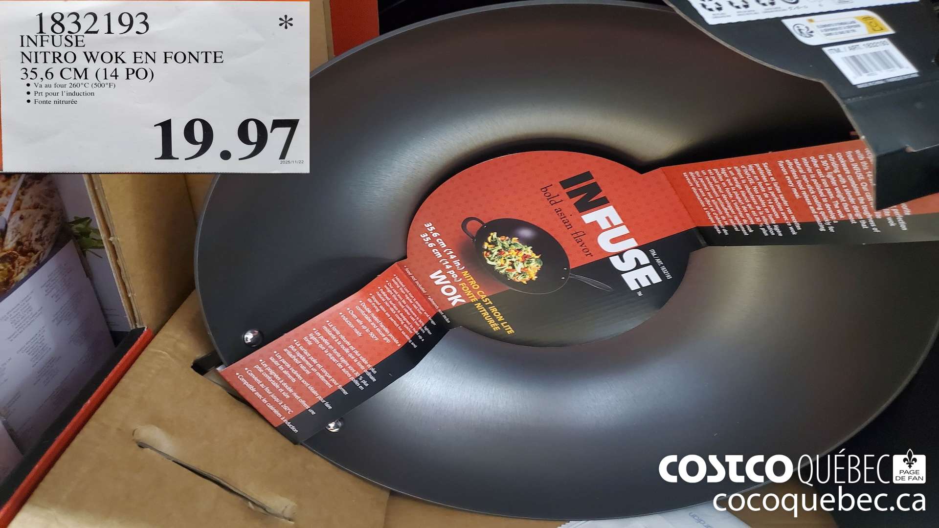 1832193 INFUSE NITRO WOK EN FONTE 35, 6 CM (14 PO) $19.97