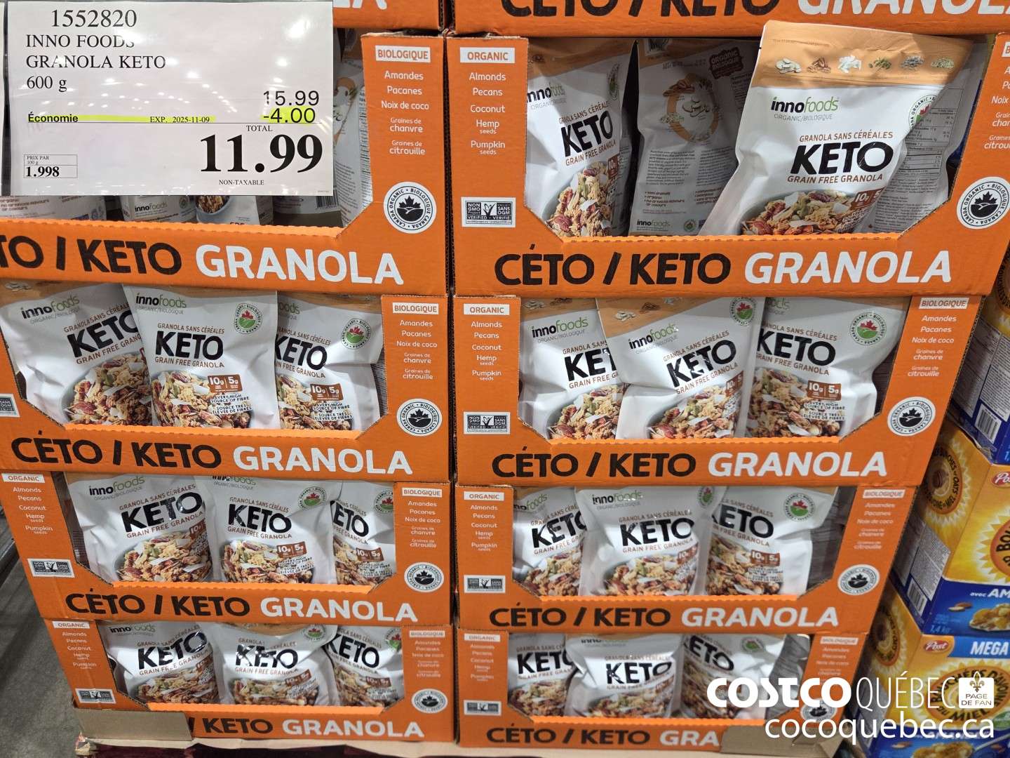 1552820 INNO FOODS GRANOLA KETO 600G ($4.00 INSTANT SAVINGS EXPIRES ON 2025-11-09) $11.99