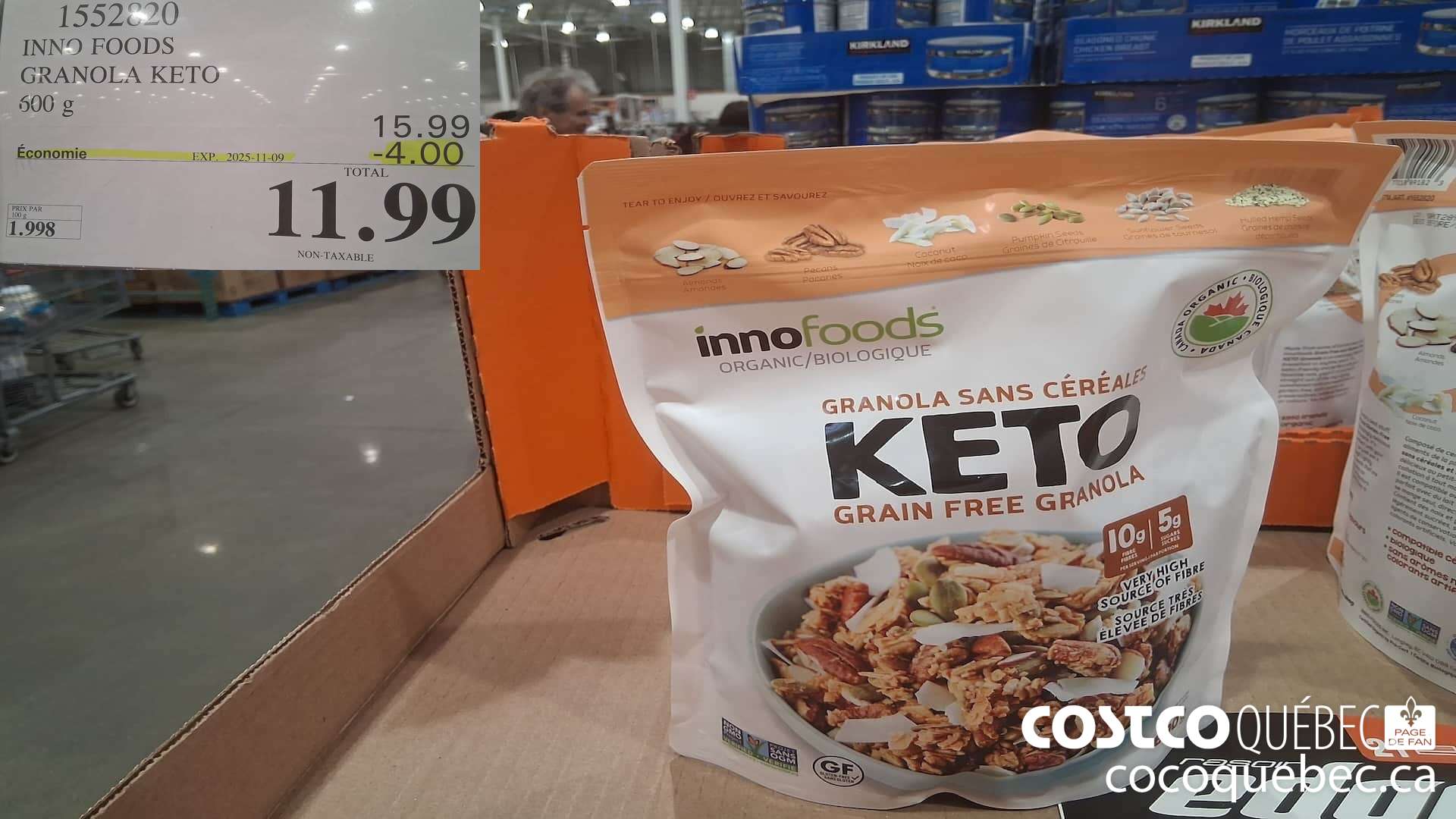 1552820 INNO FOODS GRANOLA KETO 600G ($4.00 INSTANT SAVINGS EXPIRES ON 2025-11-09) $11.99