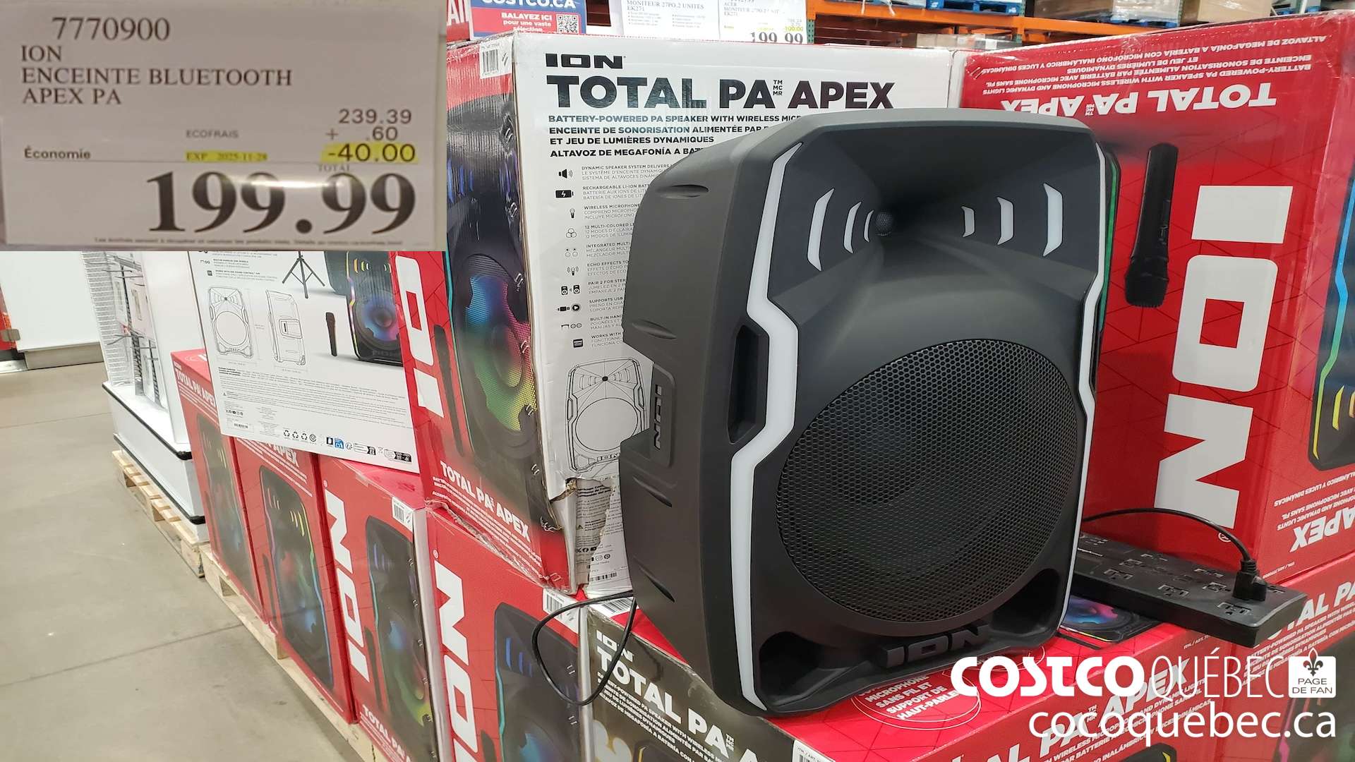 7770900 ION ENCEINTE BLUETOOTH APEX PA ($40.00 INSTANT SAVINGS EXPIRES ON 2025-11-28) $199.99