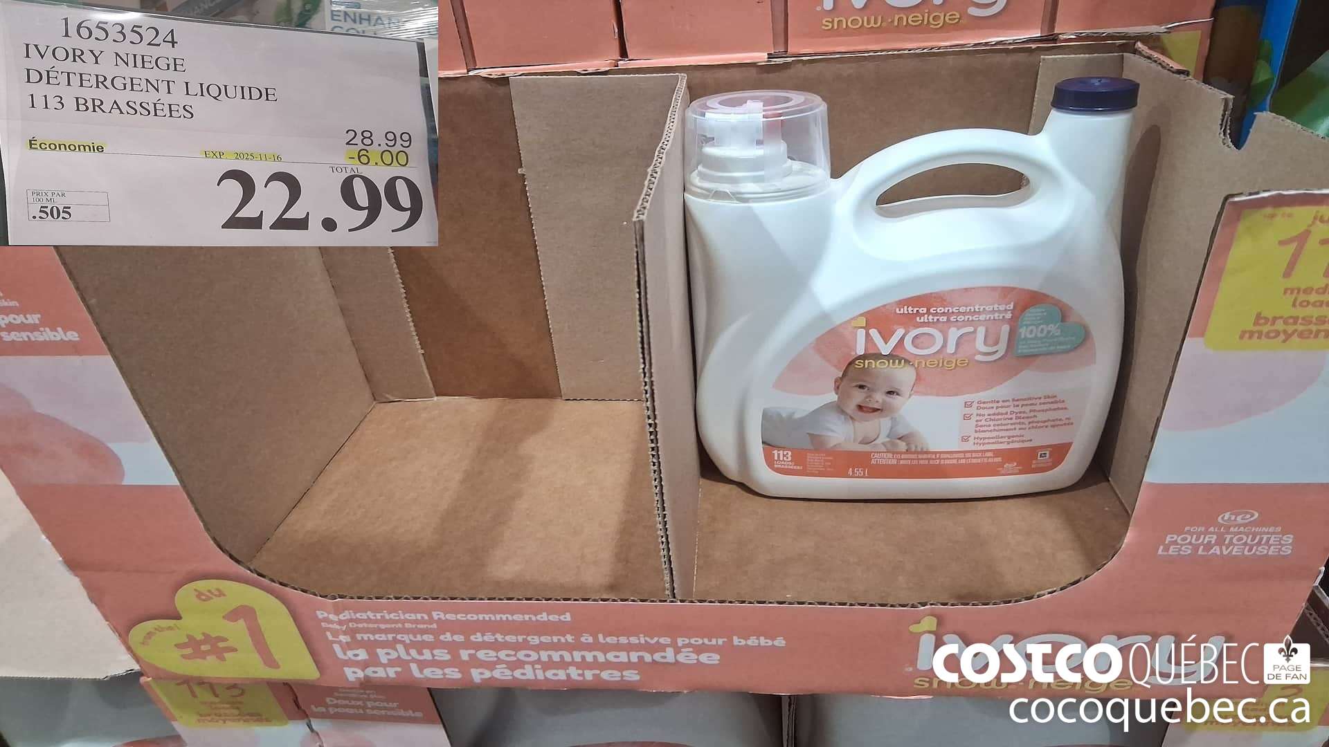 1653524 IVORY NIEGE DETERGENT LIQUIDE 113 BRASSES  ($6.00 INSTANT SAVINGS EXPIRES ON 2025-11-16) $22.99