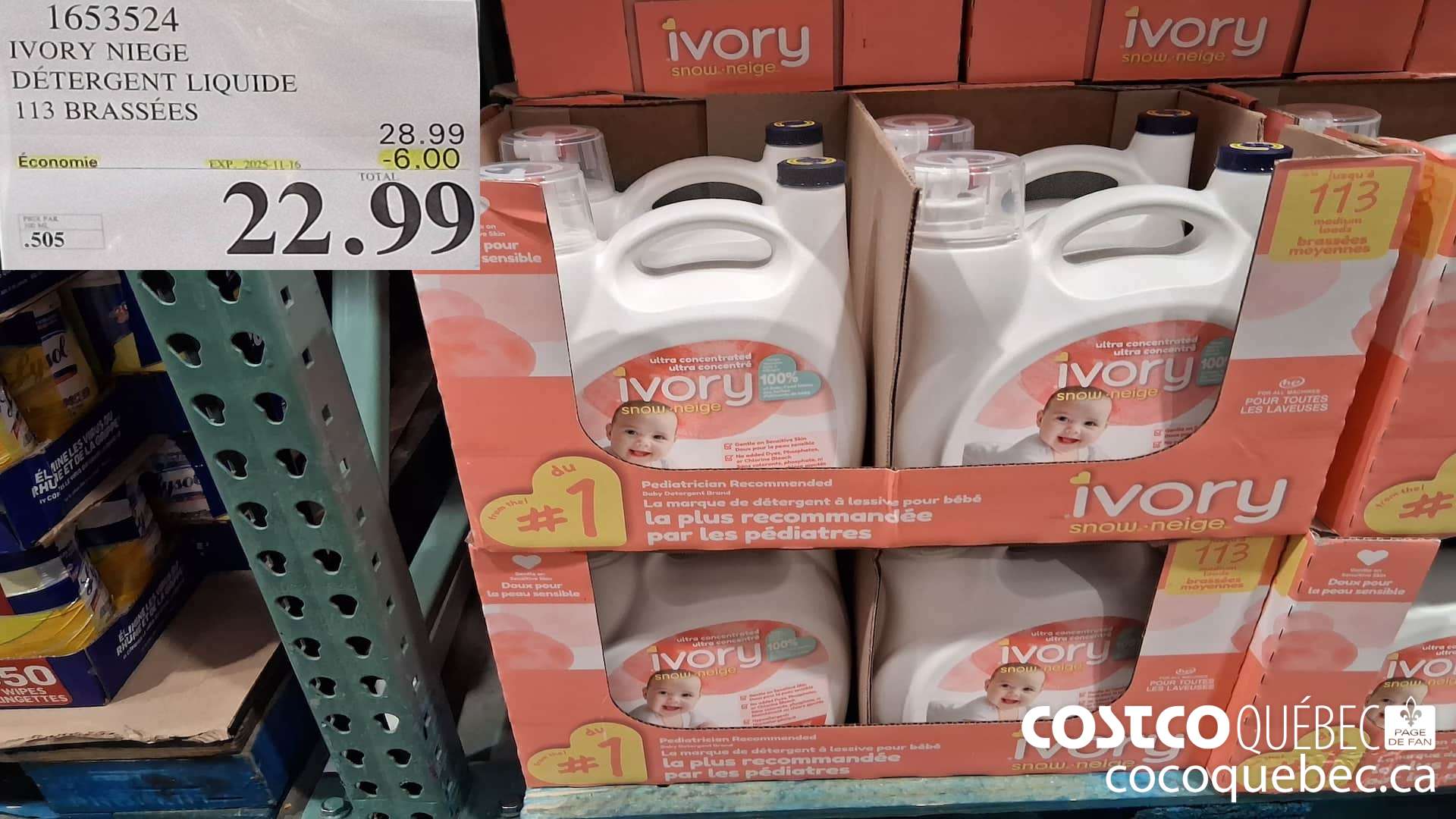 1653524 IVORY NIEGE DETERGENT LIQUIDE 113 BRASSES  ($6.00 INSTANT SAVINGS EXPIRES ON 2025-11-16) $22.99