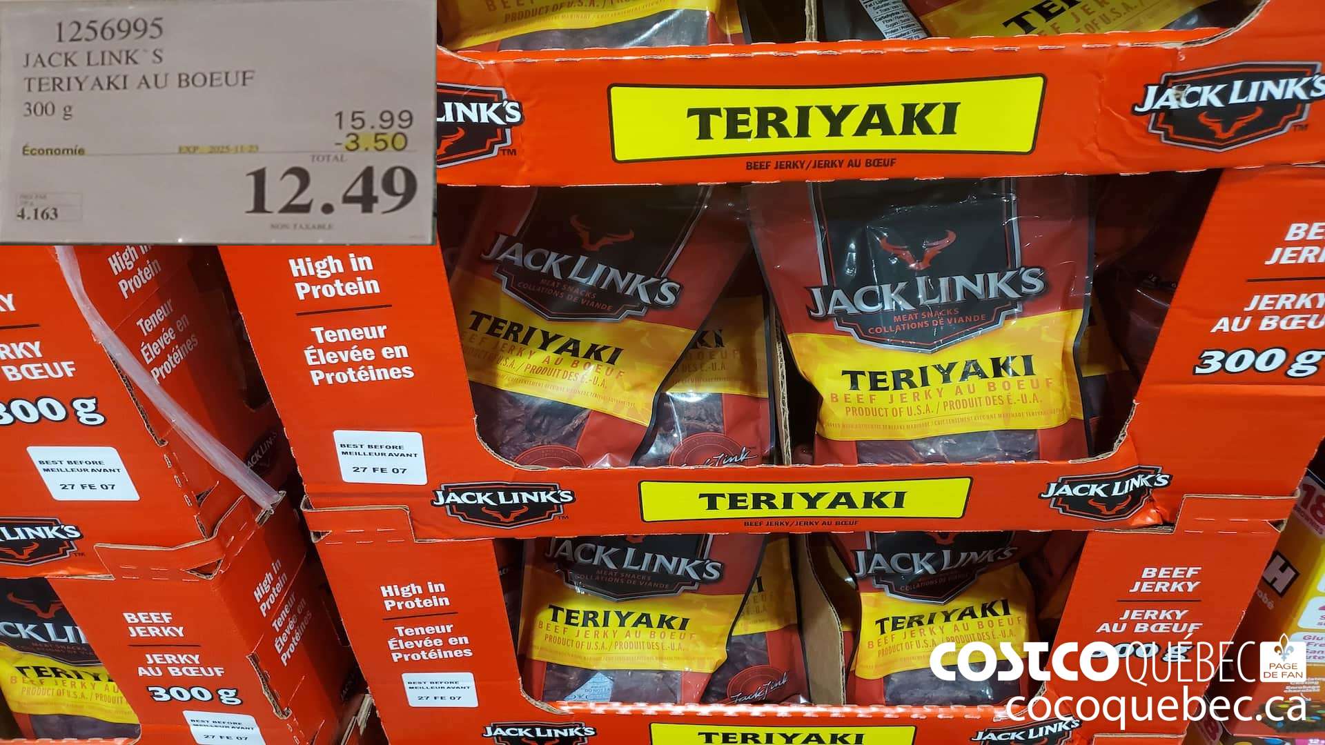 1256995 JACK LINKS TERIYAKI AU BOEUF 300 g  ($3.50 INSTANT SAVINGS EXPIRES ON 2025-11-23) $12.49