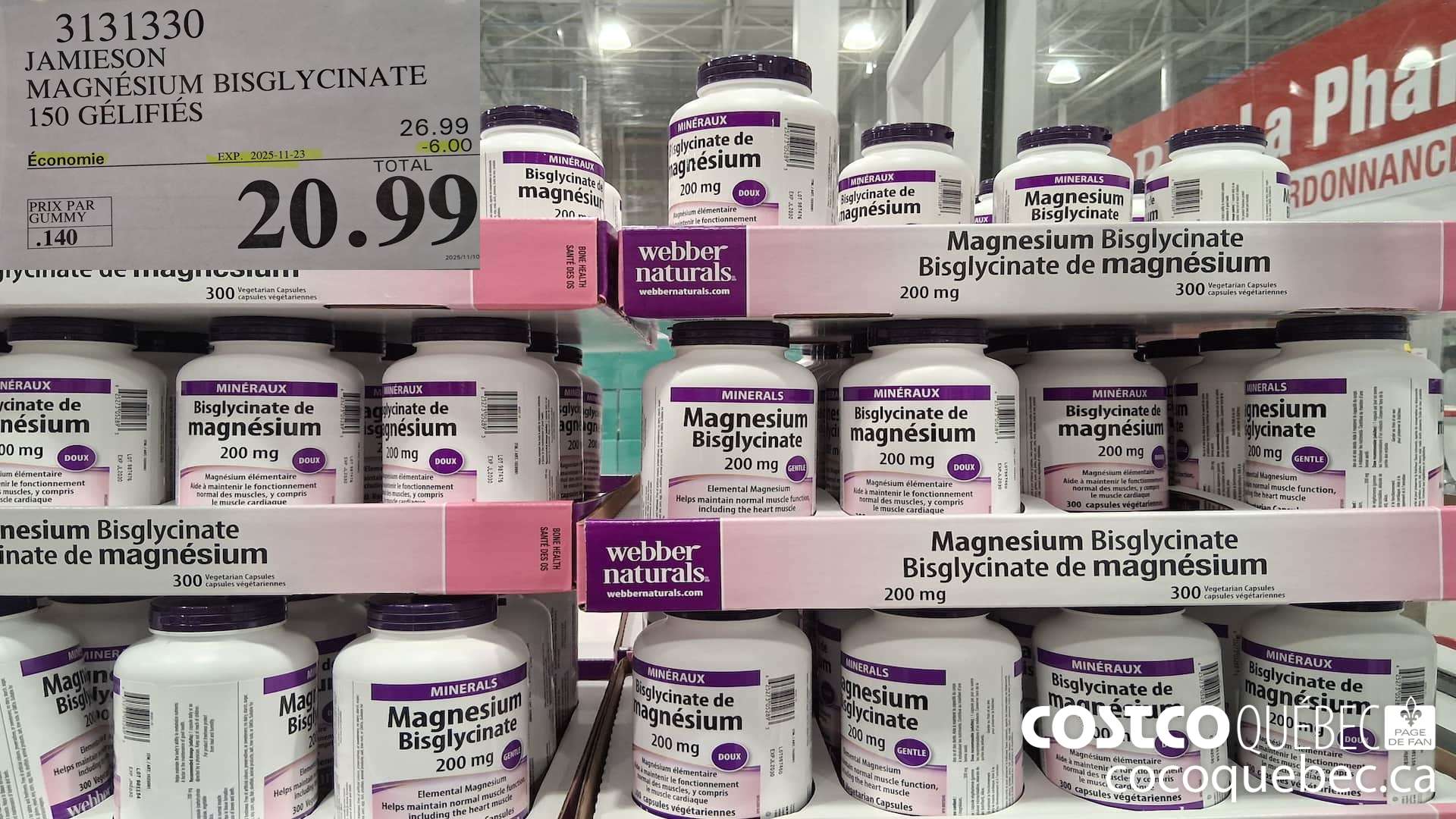 3131330 JAMIESON MAGNESIUM BISGLYCINATE 150 GELIFIES ($6.00 INSTANT SAVINGS EXPIRES ON 2025-11-23) $20.99