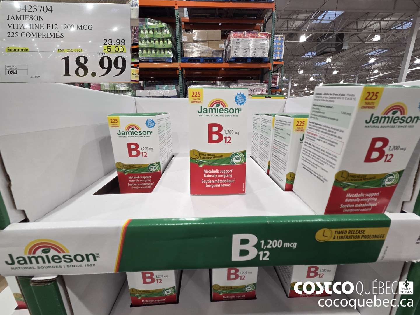 3423704 JAMIESON VITAMINE B12 1200 MCG 225 COMPRIMES ($5.00 INSTANT SAVINGS EXPIRES ON 2025-11-23) $18.99