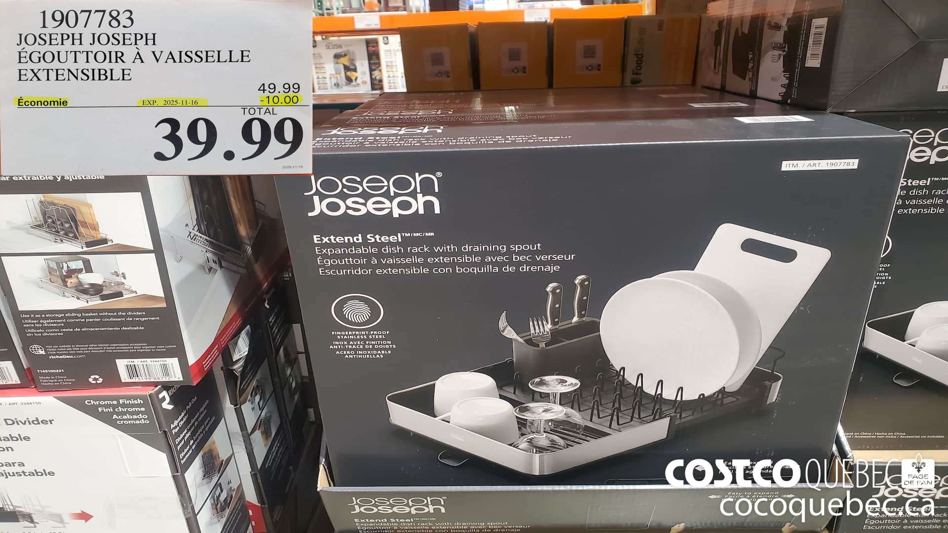 1907783 JOSEPH JOSEPH EGOUTTOIR A VAISSELLE EXTENSIBLE  ($10.00 INSTANT SAVINGS EXPIRES ON 2025-11-16) $39.99