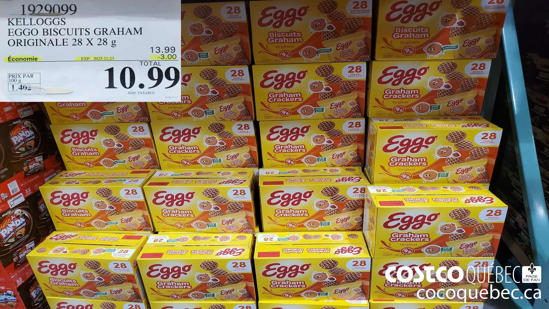 1929099 KELLOGGS EGGO BISCUITS GRAHAM ORIGINALE 28 X 28 G  ($3.00 INSTANT SAVINGS EXPIRES ON 2025-11-23) $13.99