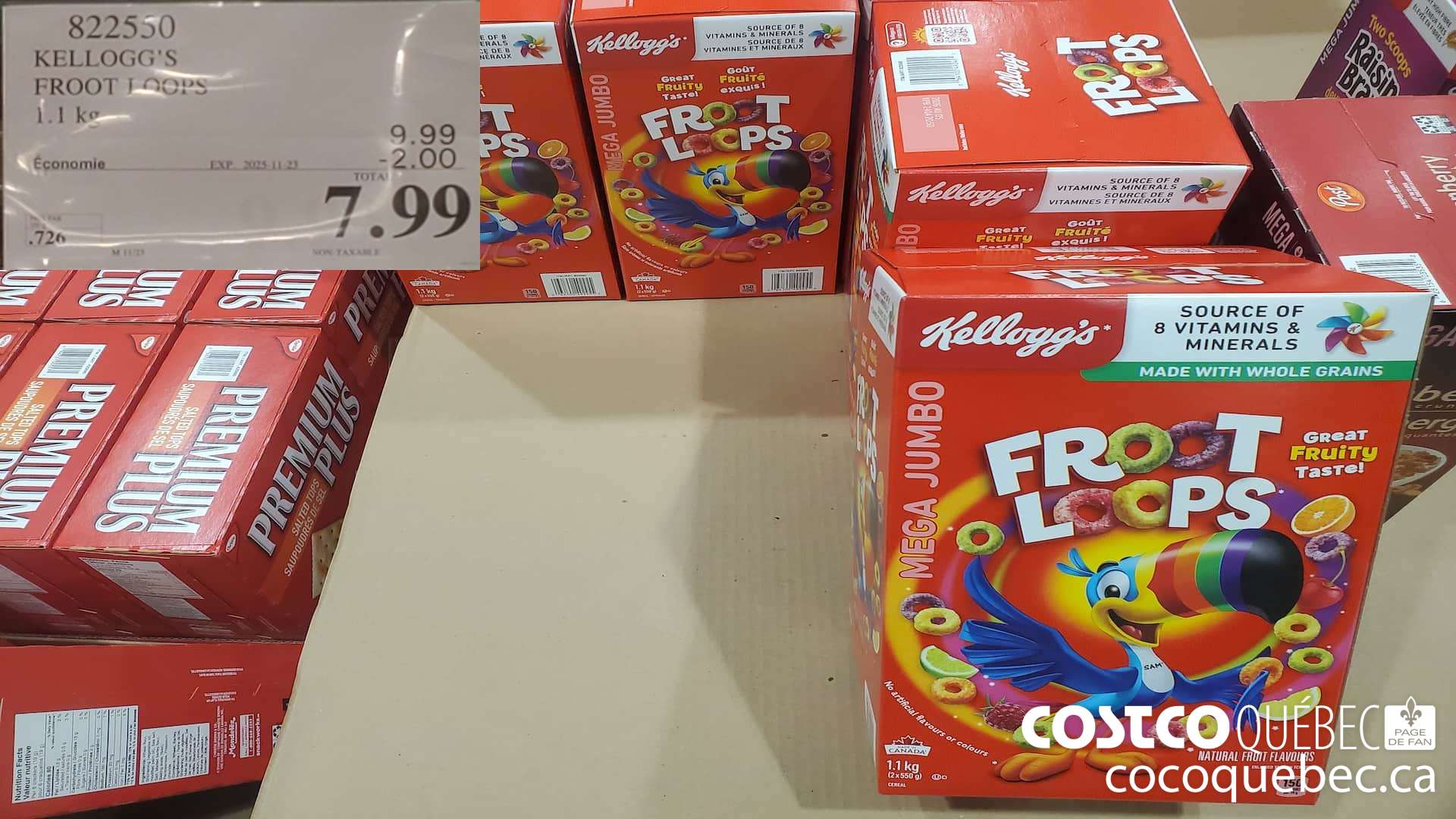 822550 KELLOGG'S FROOT LOOPS 1.1 kg  ($2.00 INSTANT SAVINGS EXPIRES ON 2025-11-23) $7.99