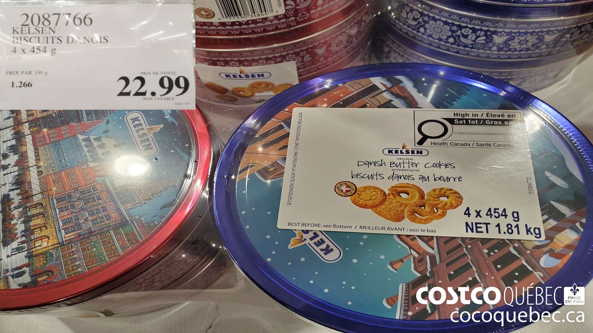 2087766 KELSEN DANISH COOKIES  4 X 454 G $22.99