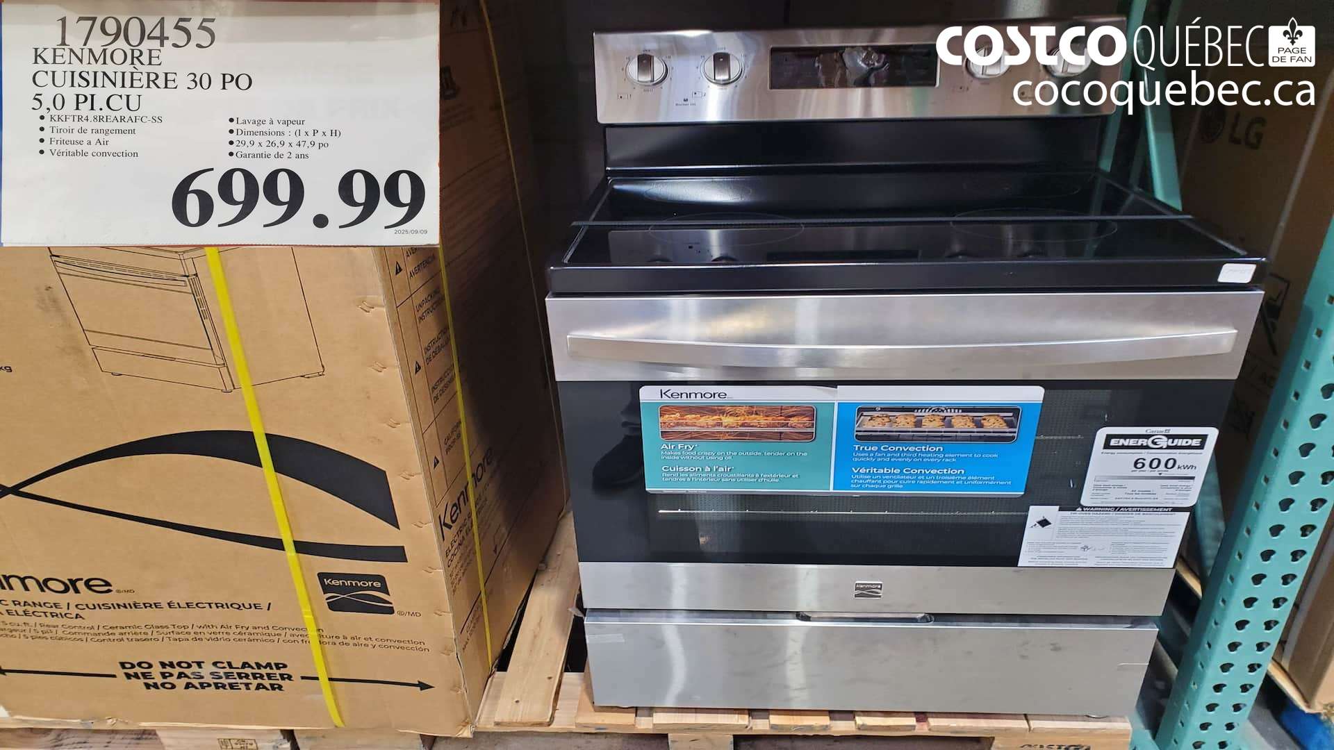 1790455 KENMORE CUISINIERE 30 PO 5,0 PI.CU $699.99