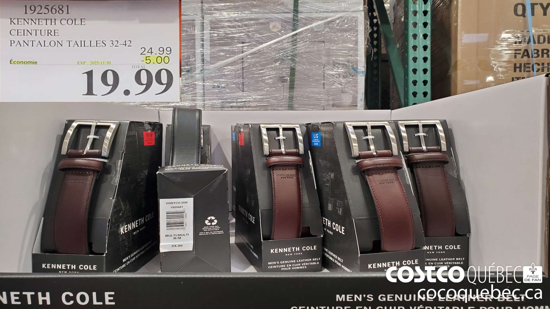 1925681 KENNETH COLE CEINTURE PANTALON TAILLES 32-42 ($5.00 INSTANT SAVINGS EXPIRES ON 2025-11-30) $24.99