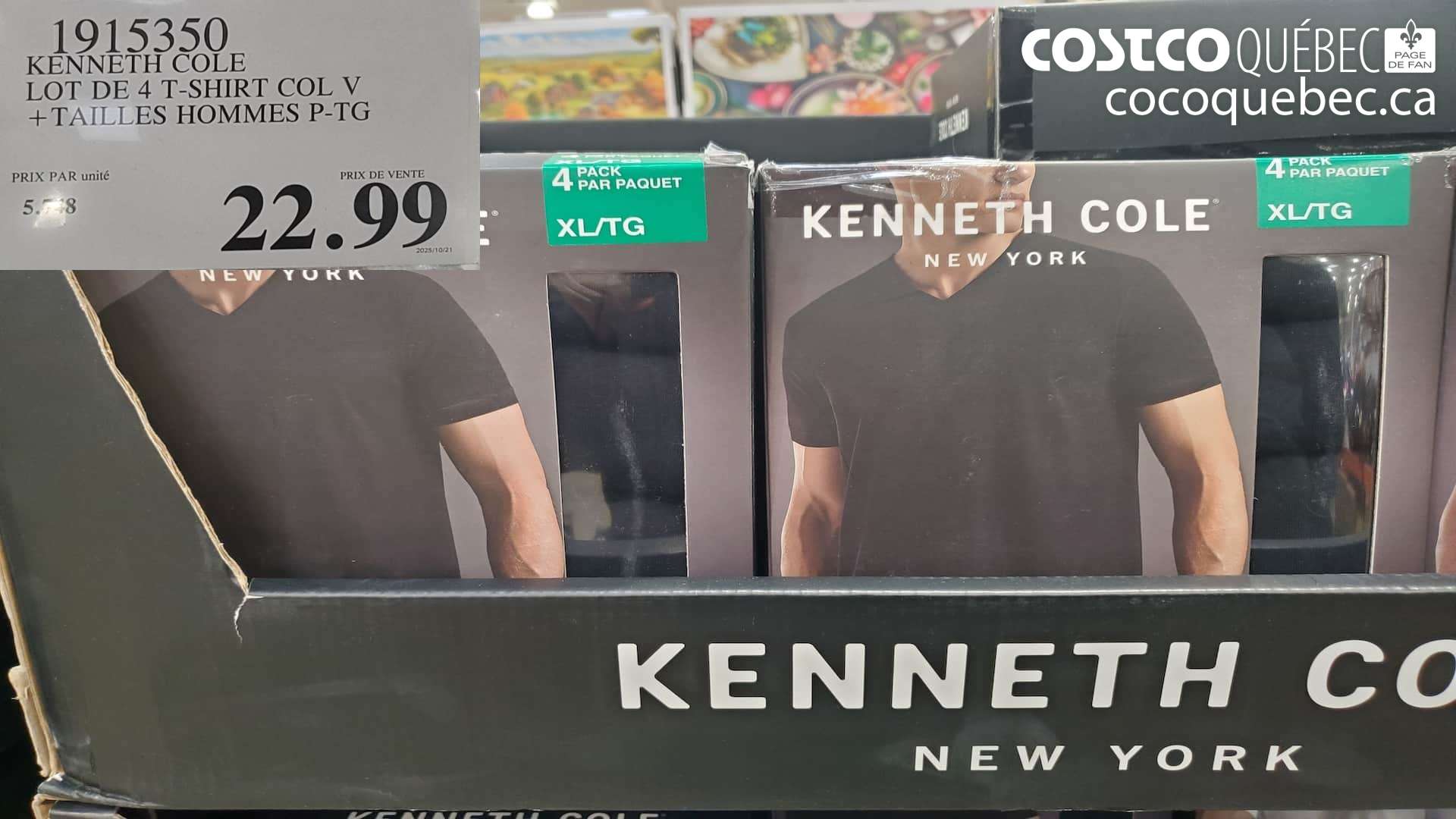 1915350 KENNETH COLE LOT DE 4 T-SHIRT COL V +TAILLES HOMMES P-TG $22.99