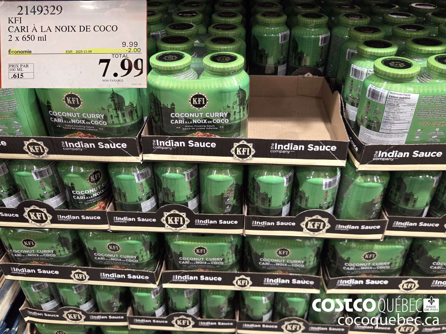 2149329 KFI CARI A LA NOIX DE COCO 2 x 650 ml  ($2.00 INSTANT SAVINGS EXPIRES ON 2025-11-09) $7.99