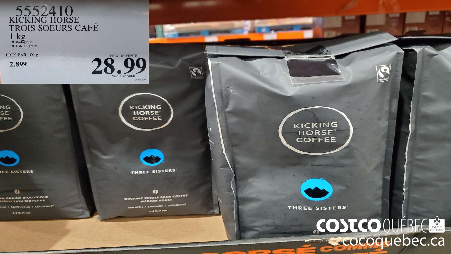 5552410 KICKING HORSE TROIS SOEURS CAFE 1 kg $28.99