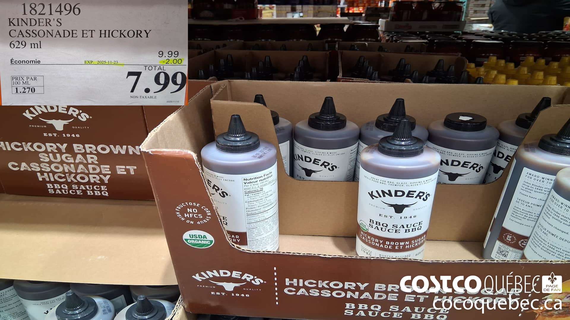 1821496 KINDER'S CASSONADE ET HICKORY 629ML ($2.00 INSTANT SAVINGS EXPIRES ON 2025-11-23) $7.99