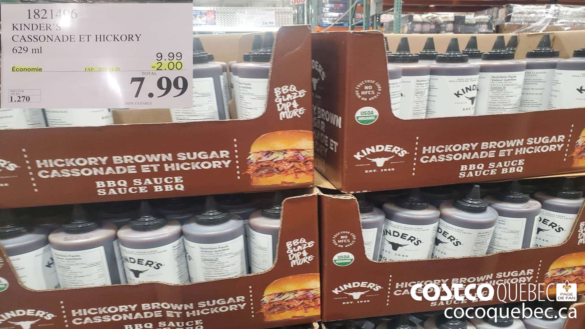 1821496 KINDER'S CASSONADE ET HICKORY 629ML ($2.00 INSTANT SAVINGS EXPIRES ON 2025-11-23) $7.99