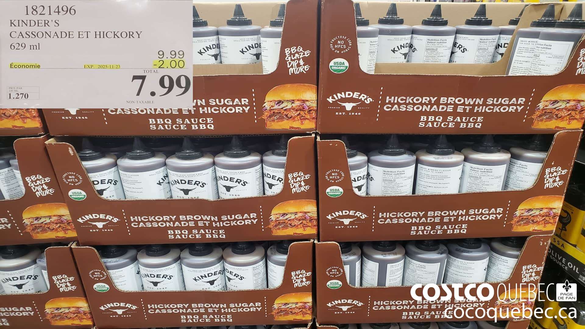 1821496 KINDER'S CASSONADE ET HICKORY 629ML ($2.00 INSTANT SAVINGS EXPIRES ON 2025-11-23) $7.99