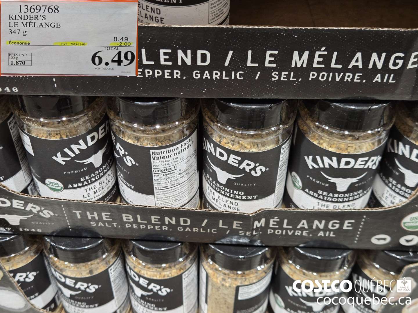 1369768 KINDER'S LE MELANGE 347G ($2.00 INSTANT SAVINGS EXPIRES ON 2025-11-09) $6.49