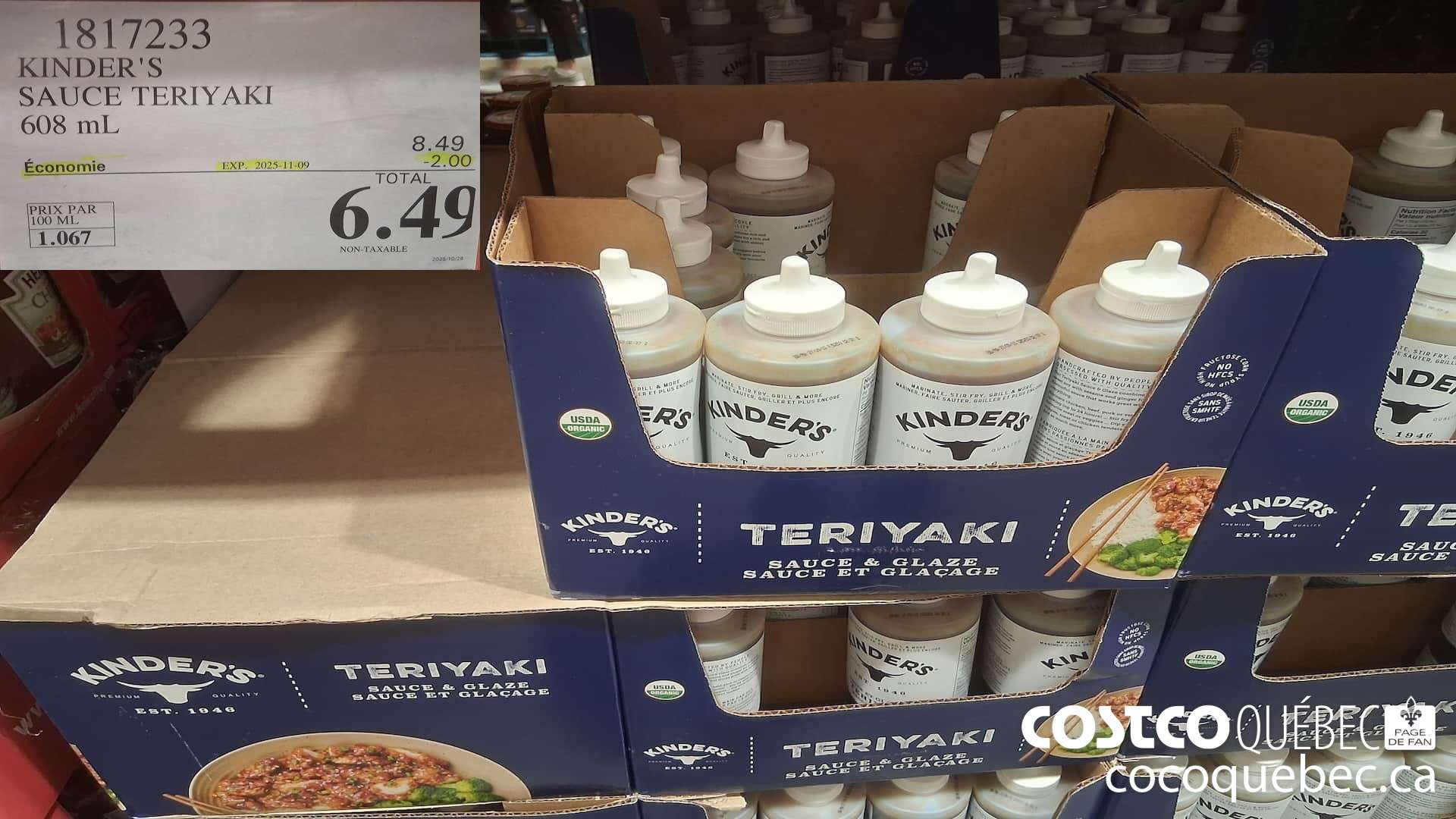 1817233 KINDER'S SAUCE TERIYAKI 608ML ($2.00 INSTANT SAVINGS EXPIRES ON 2025-11-09) $6.49